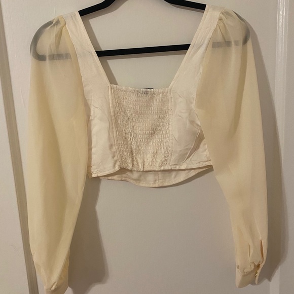 Sheer Balloon Sleeve Top with Square Neck - Picture 4 of 4